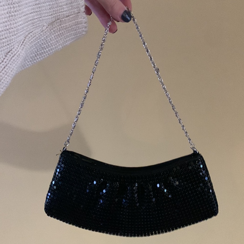 Sequin black mini purse
